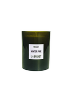 L:A BRUKET No. 331 Winter Pine Candle – dark green glass jar, white label, white background – scented candle