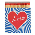 Love Matchbox – red heart, blue and white stripes, white background – decoration