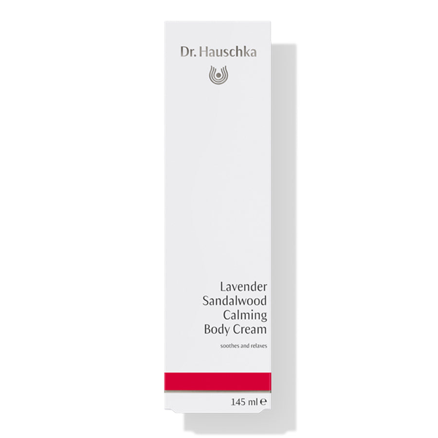 Dr. Hauschka Lavendel Sandelholz Körperbalsam – weißes Karton 145ml, roter Streifen, weißer Hintergrund – Körperpflege