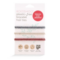 Kooshoo Plastic Free Bracelet Hair Ties Wanderlust, white cardboard pack, green leaves, 3 pcs – hair care