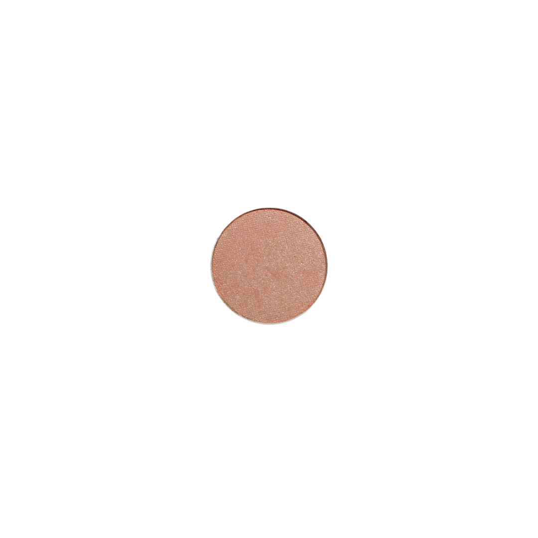 Eye Shadow Primrose Refill – roségoldener Lidschatten, rund, weißer Hintergrund – Augenmake-up