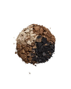 Custom Eye & Brow Quad Earth and Clay Lidschatten-Palette – zerkleinerte Erd- und Lehmfarben auf weißem Hintergrund – Augenmake-up