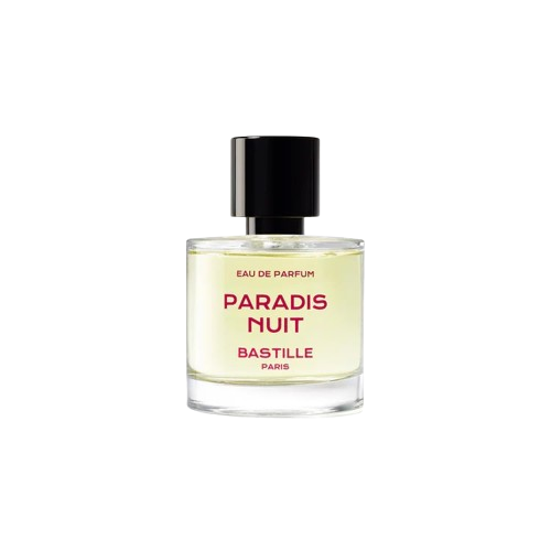 Paradis Nuit Eau de Parfum – klares Glasfläschchen mit schwarzem Verschluss, weißem Hintergrund – Parfüm