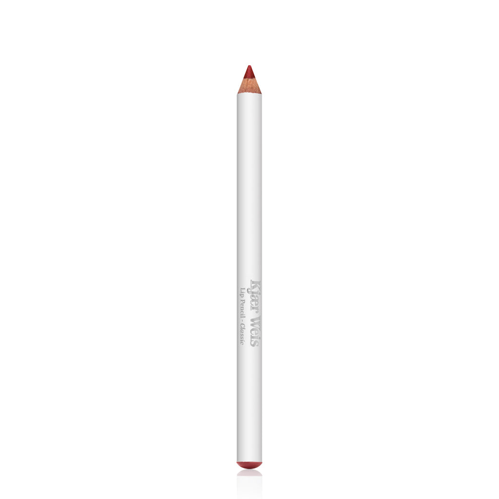 Kjaer Weis Lip Pencil Classic – weißer Stift mit roter Spitze, weißem Hintergrund – Lippenkontur