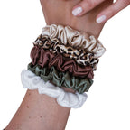 Seidenscrunchie Set S Grün-Leo