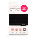 KOOSHOO plastic-free flat hair ties, black, white cardboard packaging – hair care