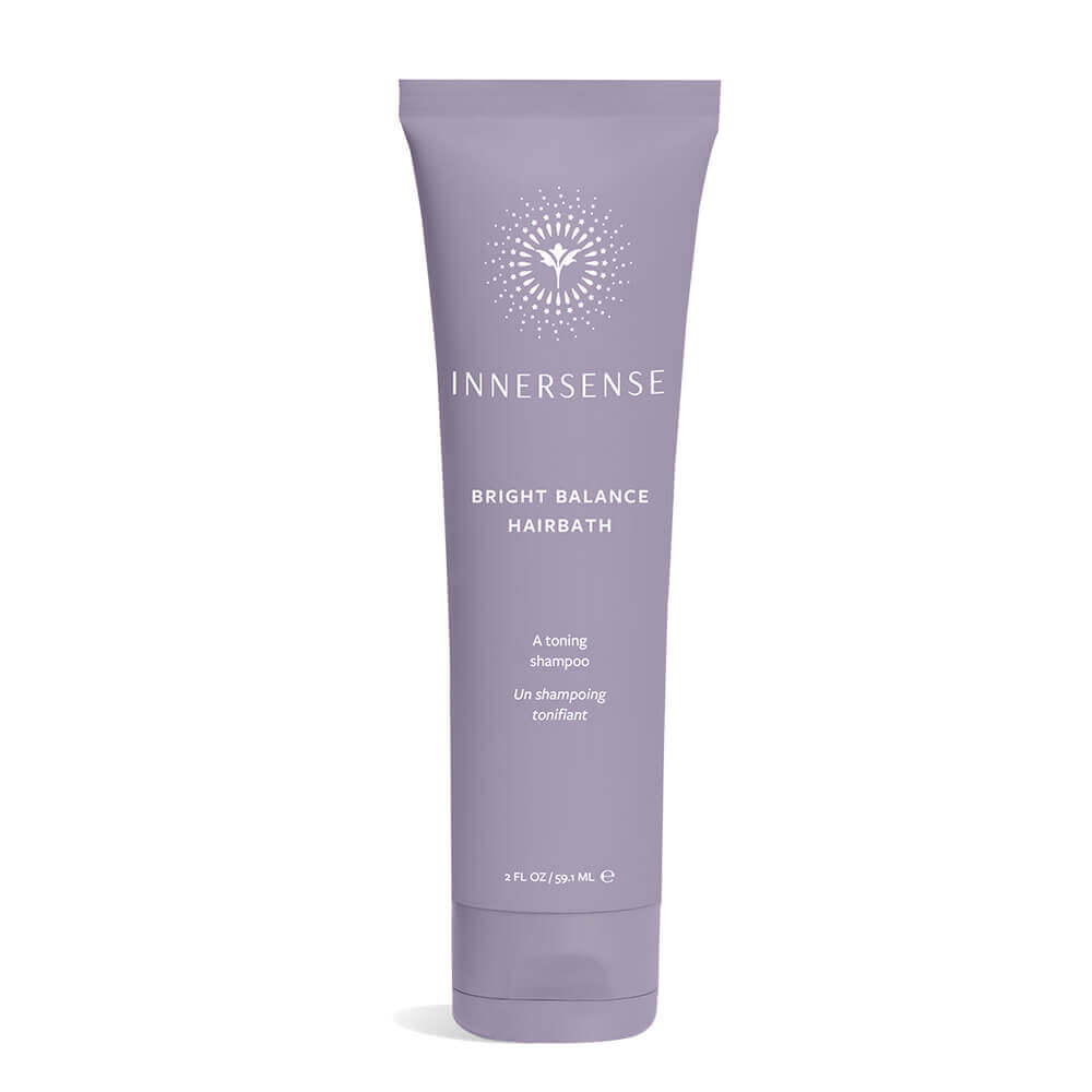INNERSSENSE Bright Balance Hairbath – lila Tube 59,1ml, weißer Hintergrund – Haarpflege