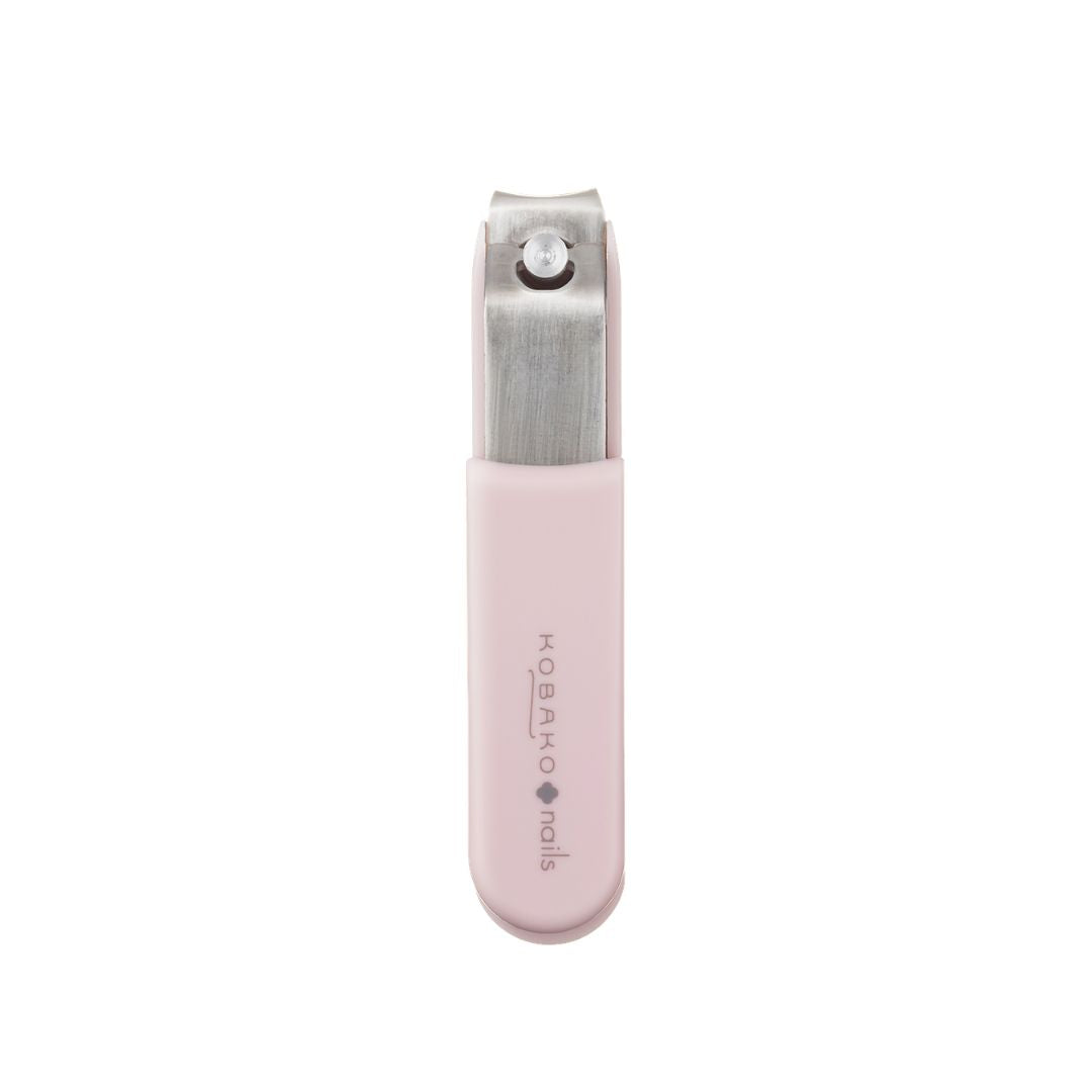 Kobako Nails Nail Clippers – pink case, curved blade, white background – nail care