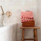 Vic Pouch Canvas Stripes Pecan/strawberry