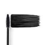 Long Lasting Mascara 01 Black – black mascara wand, black swatch on white background – eye makeup