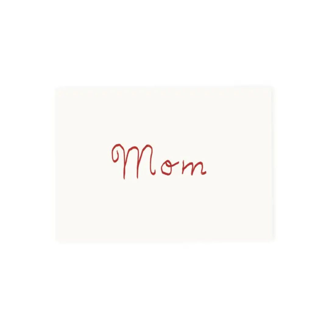 Postkarte Mom – cream-colored card with red script, white background – gift idea