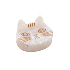 Saltwater Kitty Cat Hair Clip – white cat shape with gold detailing, white background – hair styling