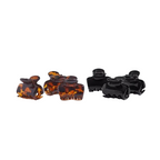 Mini Puffy Claw Clips Set Black & Tortoise