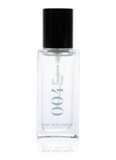 Bon Parfumeur 004 Gin – klares Glasfläschchen mit schwarzem Sprühkopf, weißem Hintergrund – Parfüm