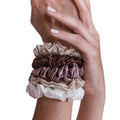 Seidenscrunchie Set S Rosé-Champagner