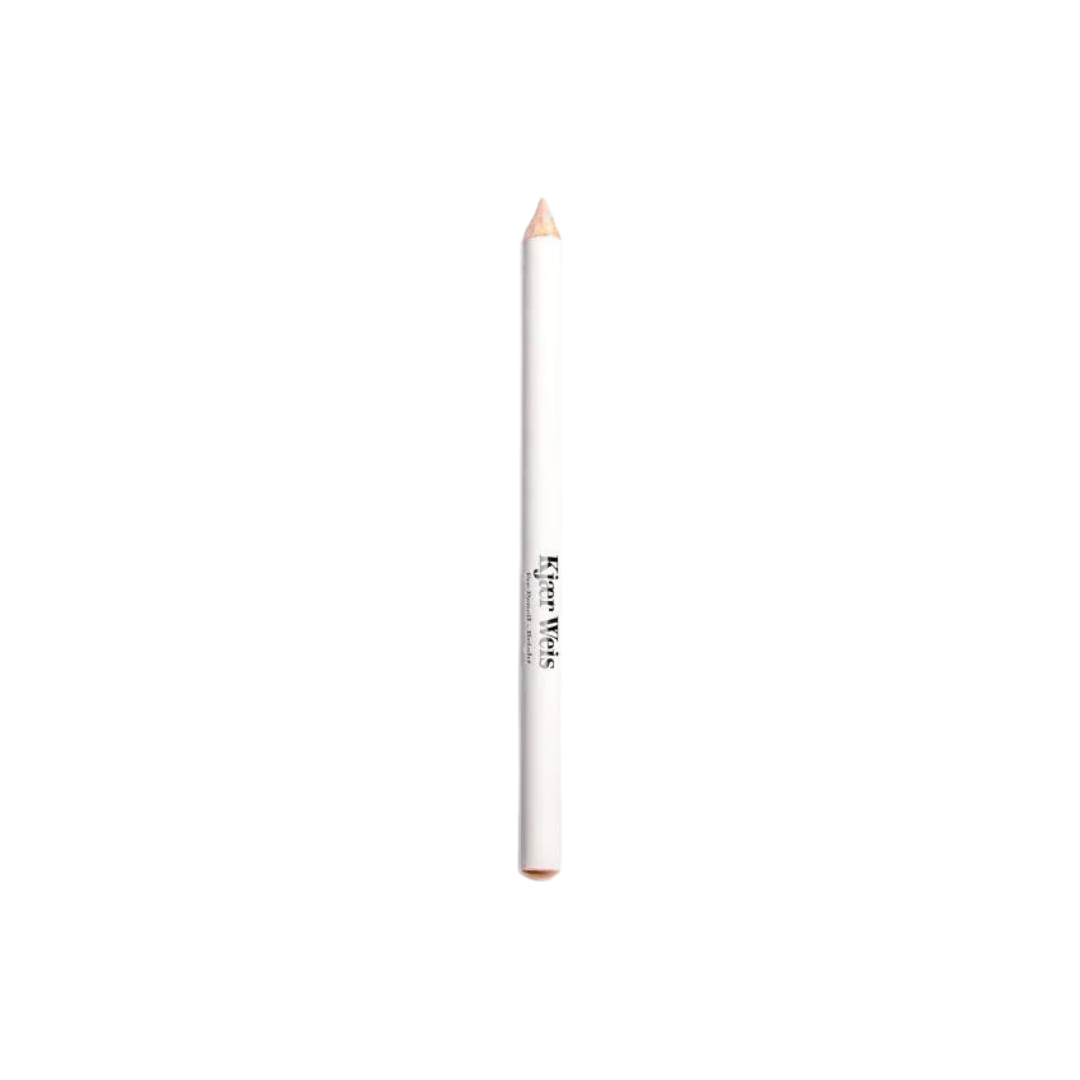 Kjaer Weis Eye Pencil Bright – weißer Stift, roségoldene Spitze, weißer Hintergrund – Augen-Make-up