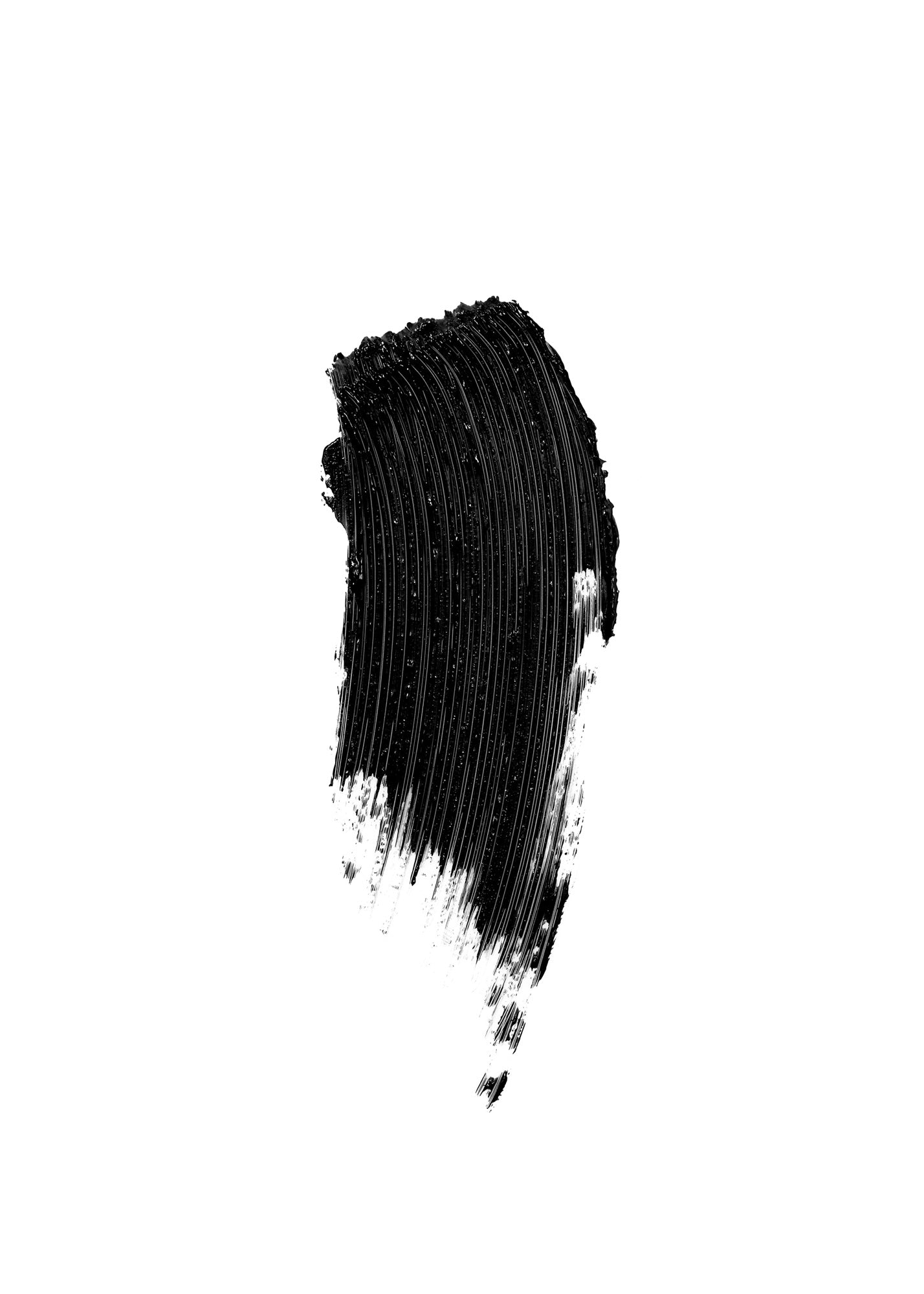 Holi(lash) Wimperntusche – schwarzer Farbstrich auf weißem Hintergrund – Wimpernpflege
