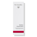 Dr. Hauschka Quitten Körpermilch – weiße Tube mit rotem Streifen, weißem Hintergrund – Körperpflege