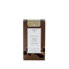 KORRES Argan Oil Advanced Colorant 8.1 Blond/asche – braune Kartonverpackung, weißer Hintergrund – Haarfarbe