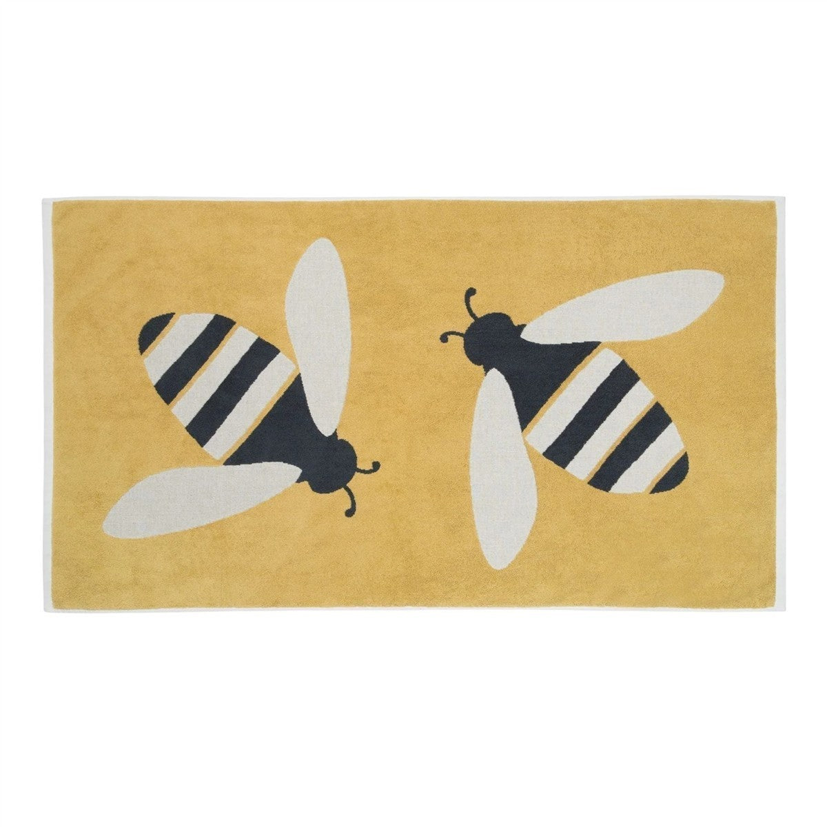 Buzzy Bee Bio-Baumwoll-Badetuch – gelb mit Bienenmotiv, weißer Rand – Badtextilien