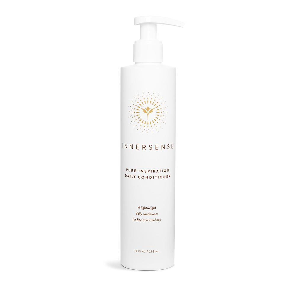 Innersense Pure Inspiration Daily Conditioner – weißes Pumpfläschchen 295ml, goldene Grafik, weißer Hintergrund – Haarpflege