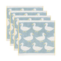 Waddling Ducks Organic Cotton Washcloths – light blue cloths with white ducks, yellow border, white background – face care