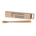iris hantverk Wooden Toothbrush with bio based bristles, beech wood handle, brown cardboard packaging – oral care