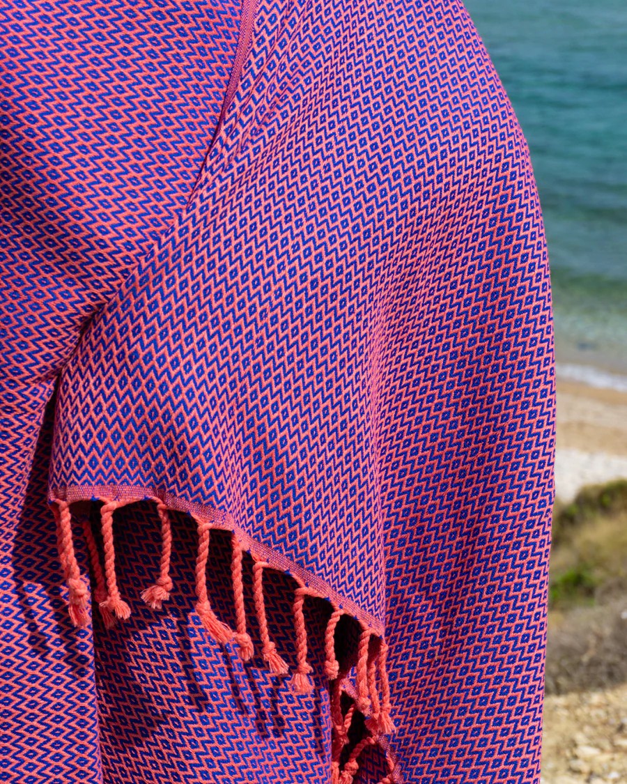Hamamtuch Samos Fuchsia Blau