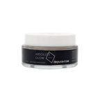 Absolute Glow Plus von depuravita – schwarzes Glasgefäß 22g, weißer Deckel, weißer Hintergrund – Anti-Aging Hautpflege