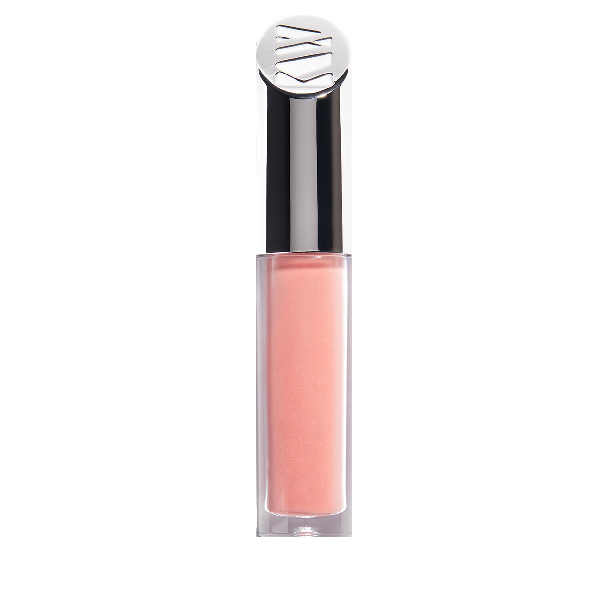 Lip Gloss Treasure – durchsichtige Tube mit rosafarbenem Glanz, silberner Kappe, weißem Hintergrund – Lippenpflege