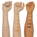 The Beautiful Tint – Farbvarianten auf drei Hauttönen, weißer Hintergrund – Make-up