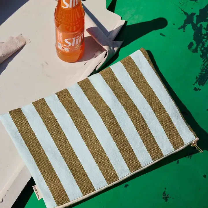 Lili Pouch Stripes Olive/aqua
