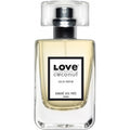 Love Coconut Eau de Parfum – klares Glasflakon mit Sprühkopf, weißem Etikett und schwarzem Verschluss, weißer Hintergrund – Parfüm
