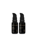 LE PURE E&L The Eye Set – zwei schwarze Pumpflaschen mit goldener Schrift, weißem Hintergrund – Augenpflege