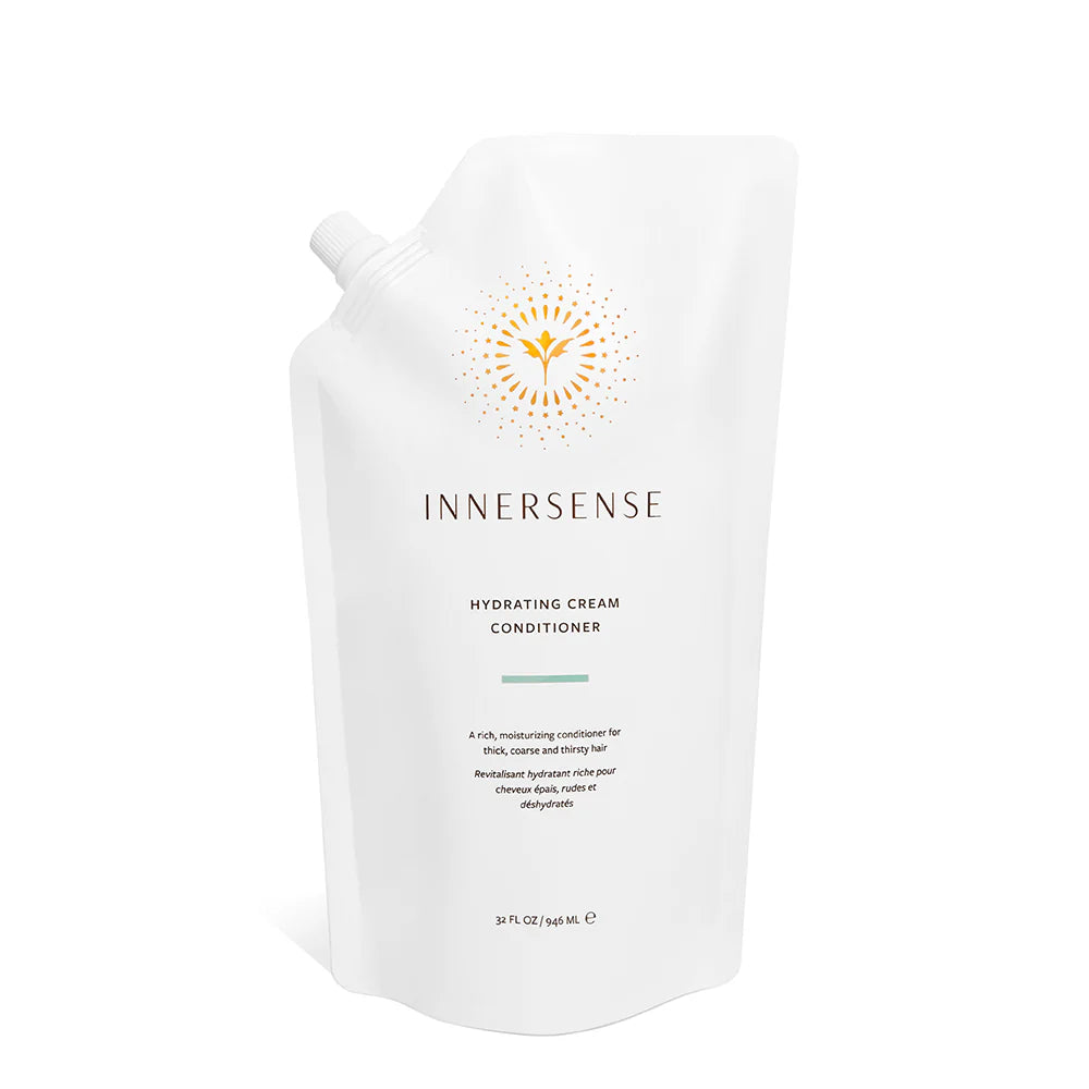 INNERSSENSE Hydrating Cream Conditioner Nachfüllpackung – weiß, 946 ml, weiße Verschlusskappe, weißer Hintergrund – Haarpflege