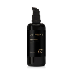 LE PURE Alpha Tonic – schwarze Flasche mit Pumpverschluss, weißer Hintergrund – Serum für Hautpflege
