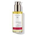 Dr. Hauschka Blackthorn Toning Body Oil – clear glass bottle with pump dispenser, white-red label, white background – body care