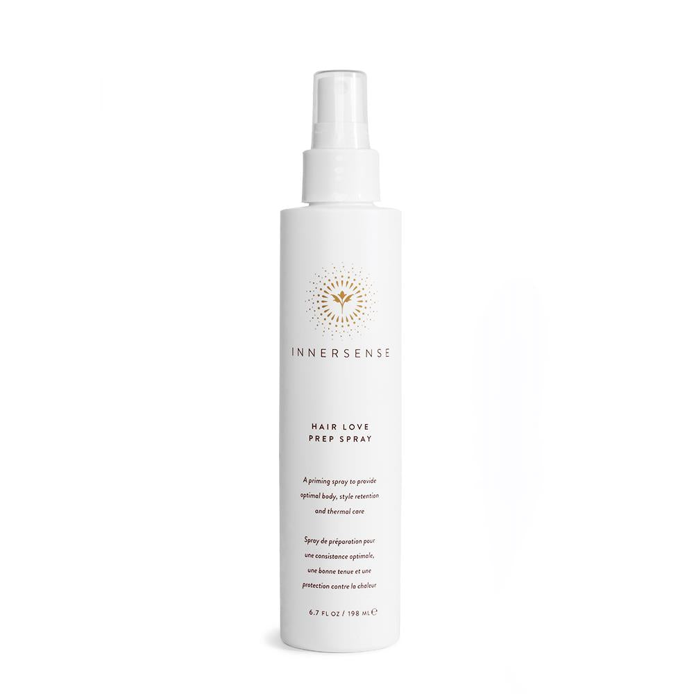 INNERSENSE Hair Love Prep Spray – weißes Sprühfläschchen 198 ml, weißer Sprühkopf, weißer Hintergrund – Haarpflege