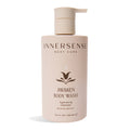 INNERSSENSE Awaken Body Wash – cremefarbene Flasche mit Pumpverschluss, 250 ml, weißer Hintergrund – Körperpflege