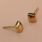 Golden Pillow Square Stud Earrings
