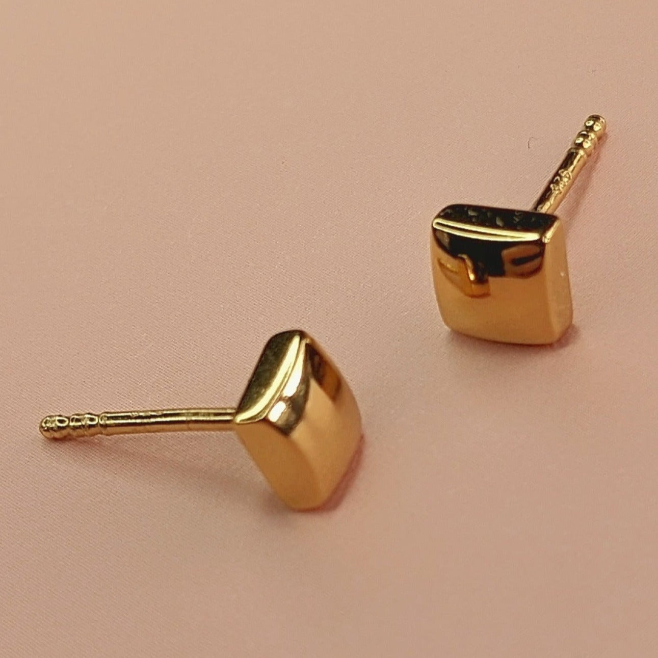 Golden Pillow Square Stud Earrings