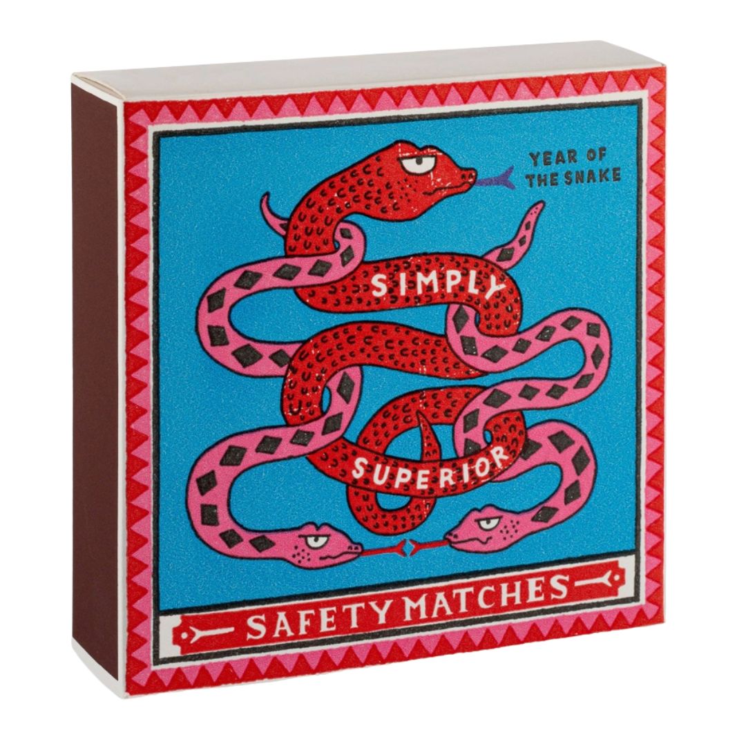 Simply Superior Year of the Snake – matchbox with red snake on blue background – decor