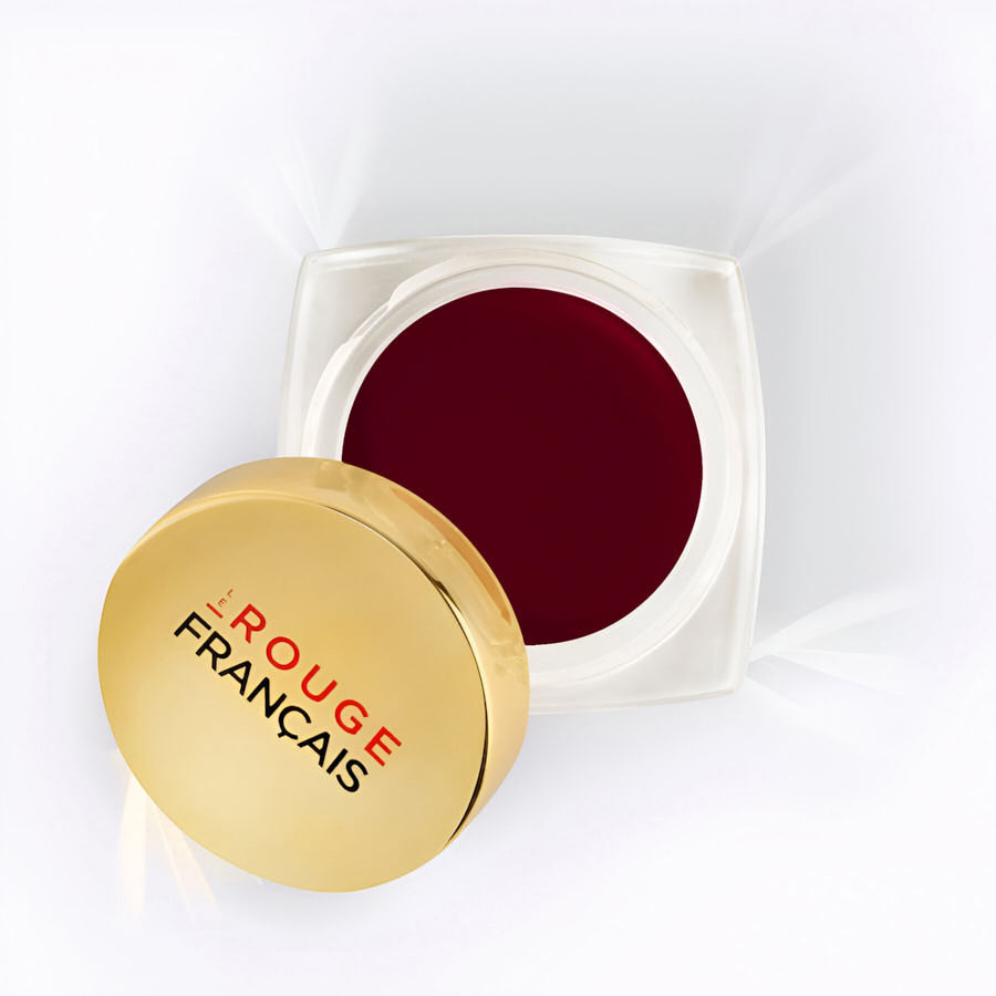 Le Baume Teinté Lips Colomba – weißer Glastiegel mit goldfarbenem Deckel, beeriges Lila, weißer Hintergrund – Lippenpflege