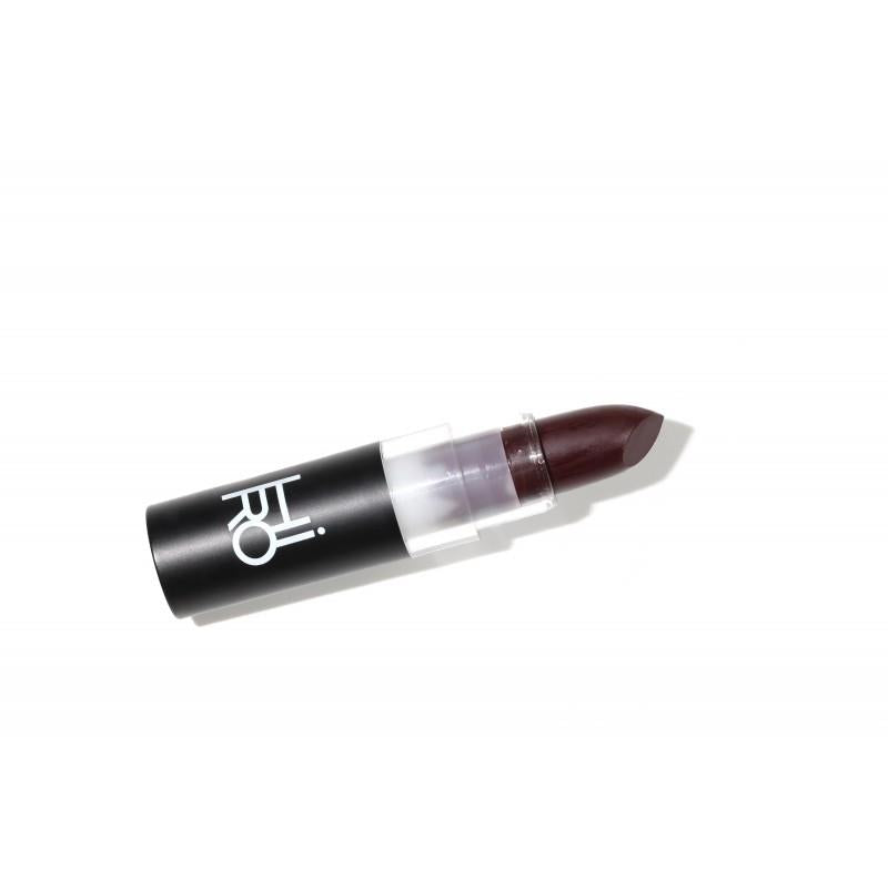 Lipstick Kapow – schwarzer Lippenstift-Tube mit transparentem Deckel, weißer Hintergrund – Make-up
