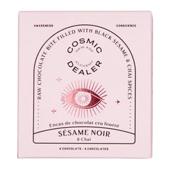 Cosmic Alchemy Dealer Schokoladenbox – rosa Verpackung mit 4 Stücken, schwarzer Schriftzug, weißem Hintergrund – Gesundheit