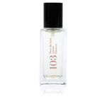 Bon Parfumeur 103 Tiaré – clear glass bottle with black spray nozzle, white background – perfume