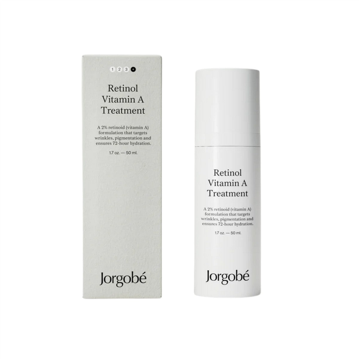 Jorgobé Retinol Vitamin A Treatment – weißes Fläschchen 50ml, weißer Deckel, weißer Hintergrund – Hautpflege