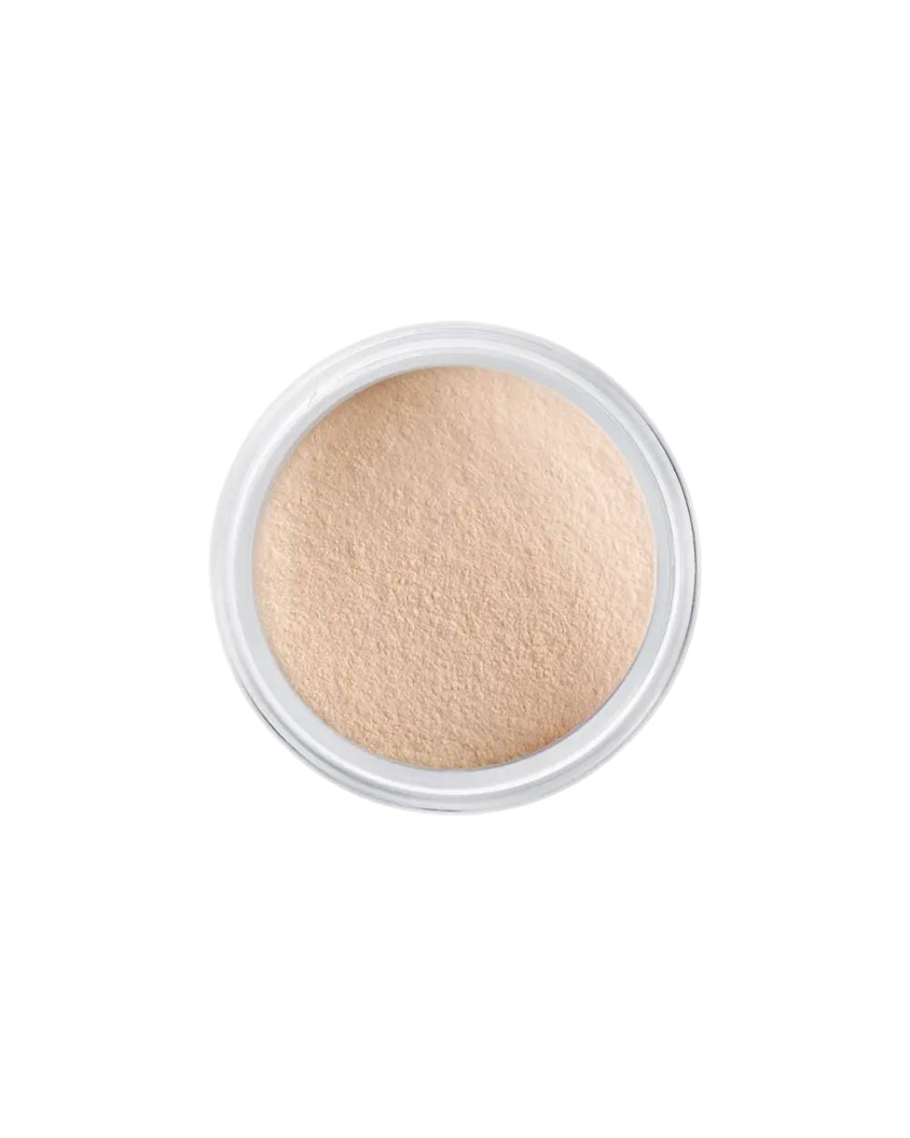 Silk Glow Powder Perihelion – offener weißer Kunststoffbehälter mit cremefarbenem Puder, weißem Hintergrund – Make-up
