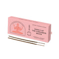 Dance of the Cinnamon Moon Räucherstäbchen – rosa Kartonverpackung, weißer Hintergrund, natürliche Ayurveda-Duftstäbchen