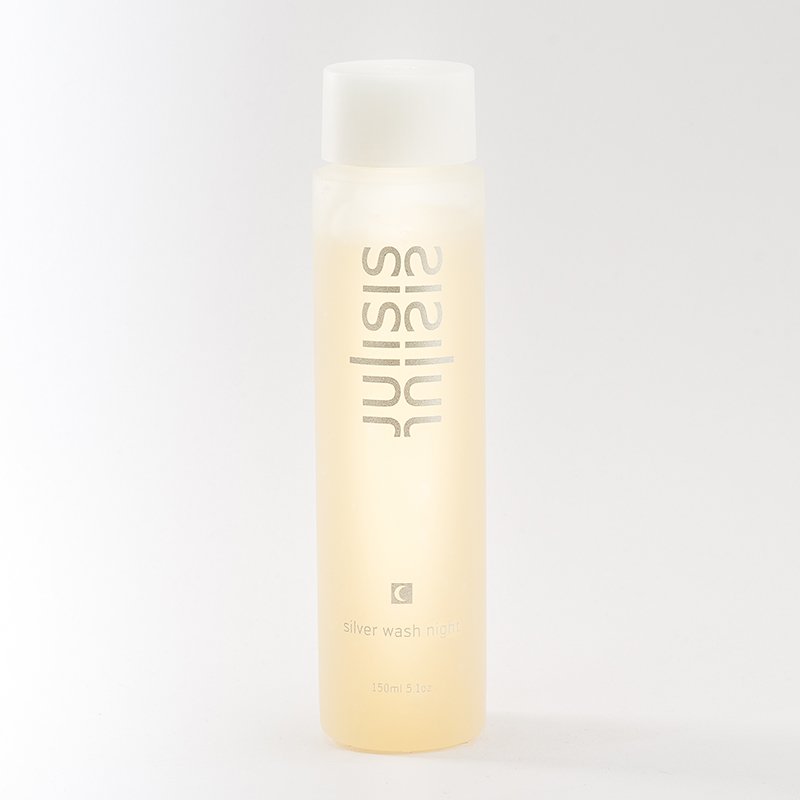 Sisley Silver Wash Night – durchsichtige Flasche 150ml, weißer Deckel, weißer Hintergrund – Hautreinigung